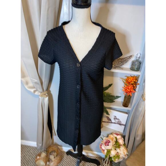 Jordan Taylor S GUC Black Button Down Swimsuit Swim Coverup with Pockets - Picture 1 of 10